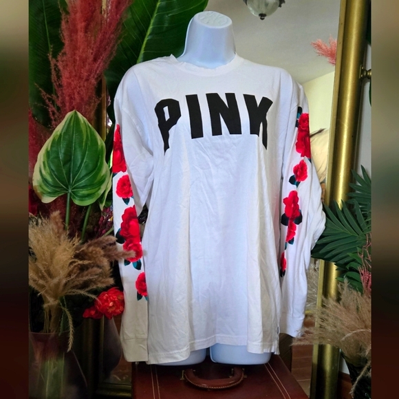 PINK Floral Tropical Long Sleeve Tee - Picture 1 of 7